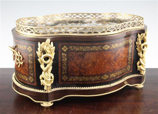 A 19th century French ormolu mounted serpentine jardiniere, 16.5in.